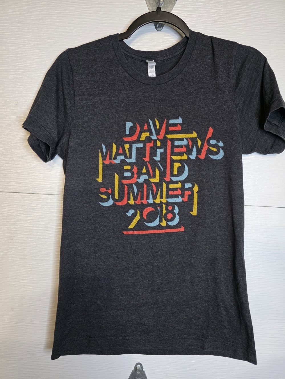 Charcoal Tee with Red, Yellow & Blue Graphic - Dave Matthews Band Summer 2018